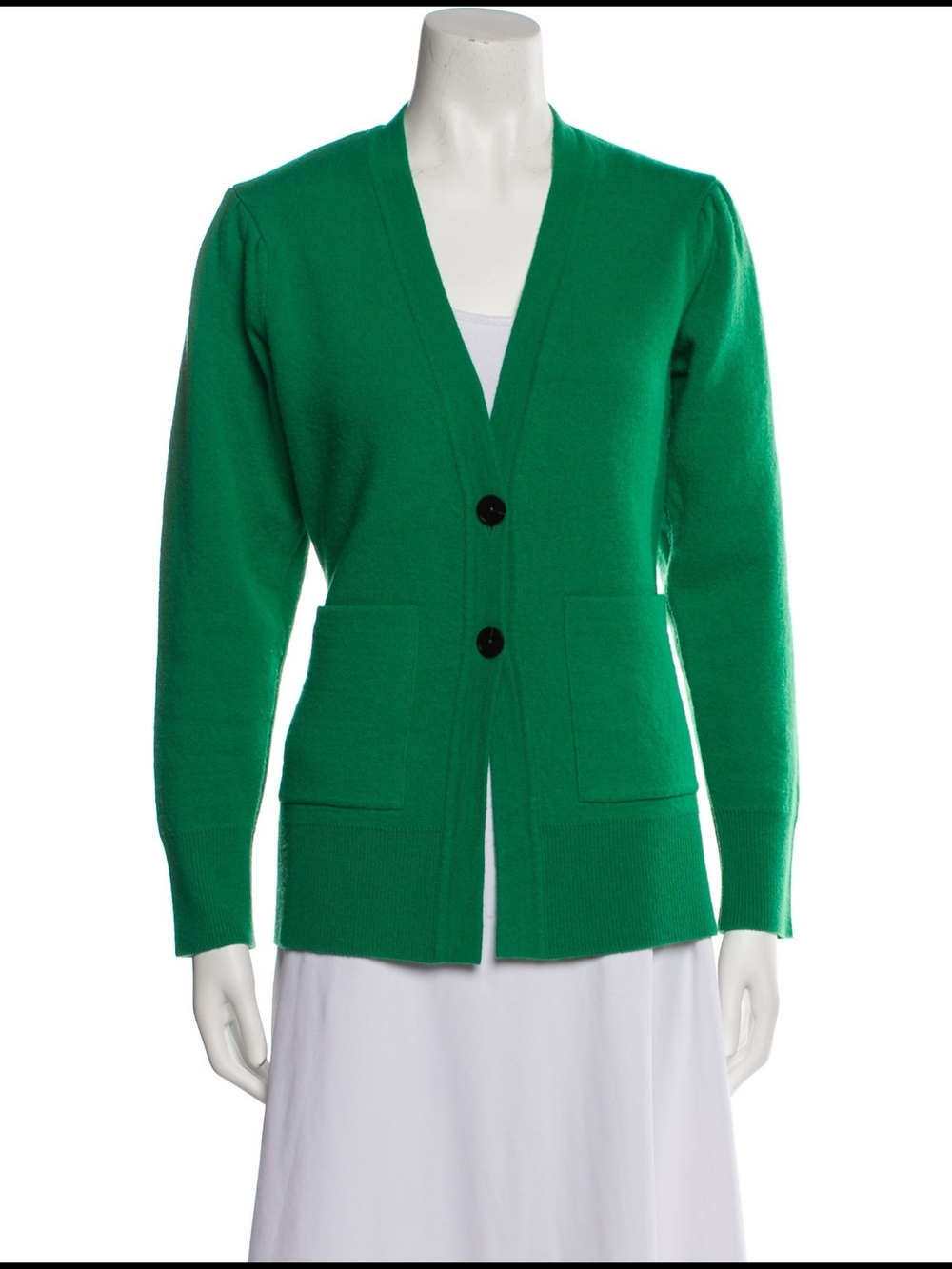 Sandro Emerald Green V-Neck Wool Cashmere Cardigan